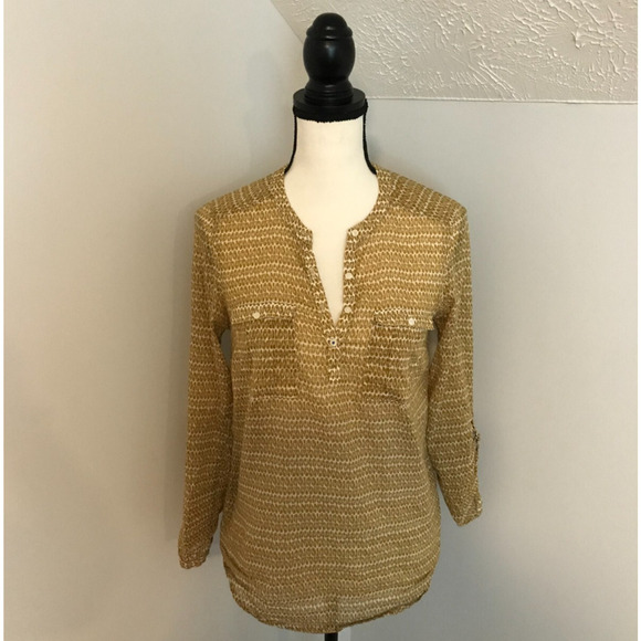 Anthropologie Holding Horses Tulipanes Roll-Tab Popover Blouse - Picture 1 of 11